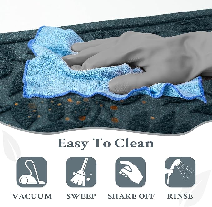 Blue Leaves Outdoor Indoor Entrance Door mat, Absorbent Durable Heavy Duty - Image 7
