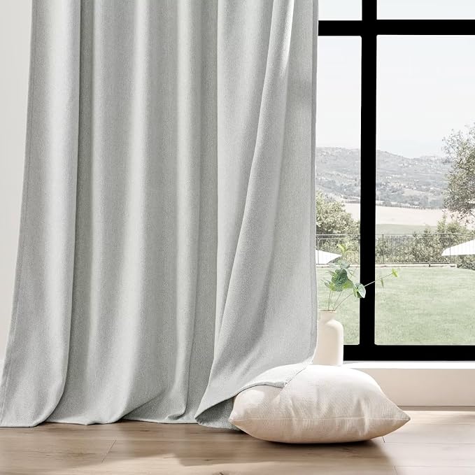 Joydeco Faux Linen Curtains 96 Inches Long 2 Panels Set - Image 5