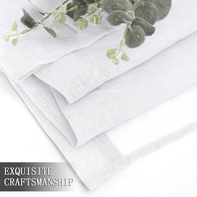 Tollpiz Sheer Tier Curtain Linen Textured Half Kitchen Curtains Sheer Light - Image 7