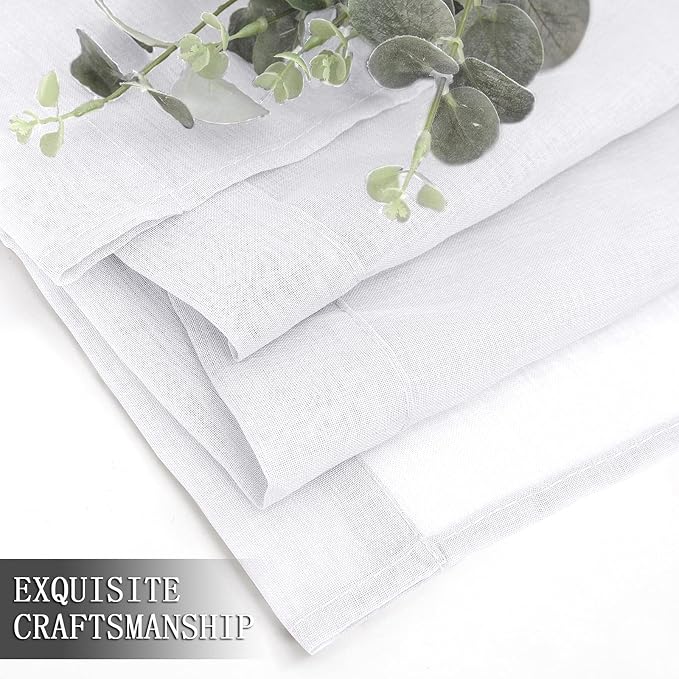 Tollpiz Short Sheer Curtain Linen Textured Bedroom Curtains Sheer Light - Image 7