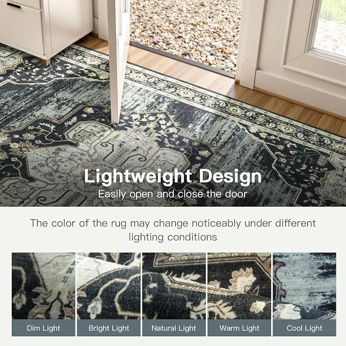 Lofus 5x7 Washable Area Rug, Vintage Floral Rugs - Image 8