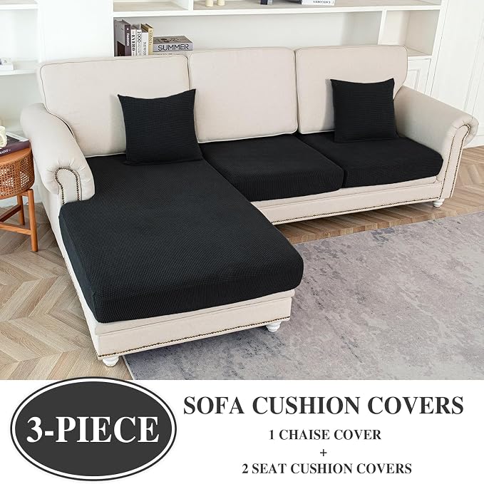 Couch Cushion Covers for Sectional Sofa L Shape Washable Separate Seat Chaise - Image 2