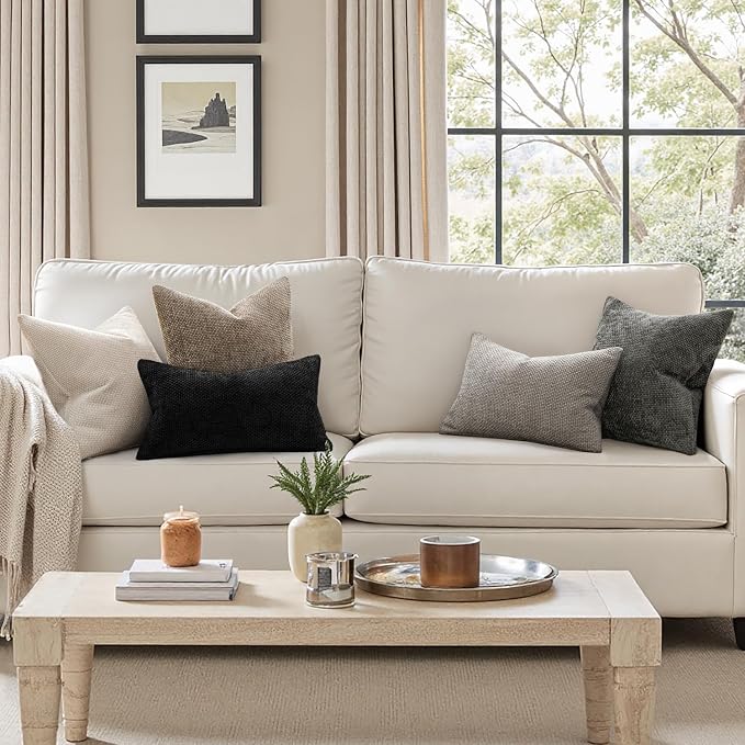 MIULEE Pack of 2 Couch Throw Pillow Covers 18x18 Inch Neutral Beige Modern Boho - Image 2