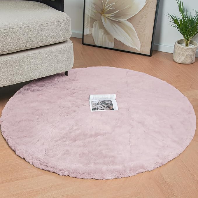 ORINOVA Pink Boho Faux Rabbit Fluffy Fur Rugs by ORINOVA