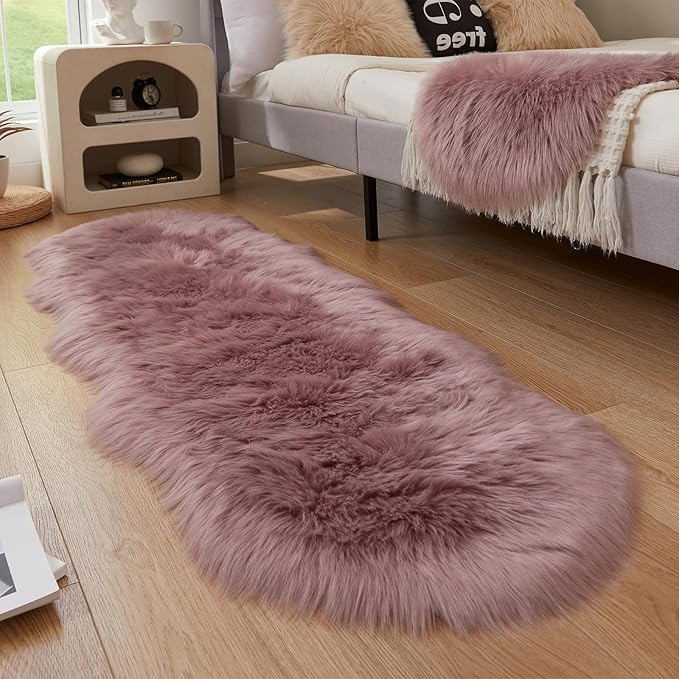 EasyJoy Ultra Soft Fluffy Shaggy Area Rug Faux Fur Rug Chair Cover Seat Pad - Image 2