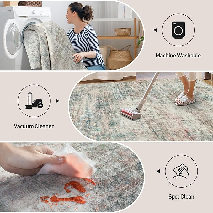 2'6''x8' Runner Rugs Washable Rug: Modern Abstract Hallway Runner Rug Indoor - Image 2