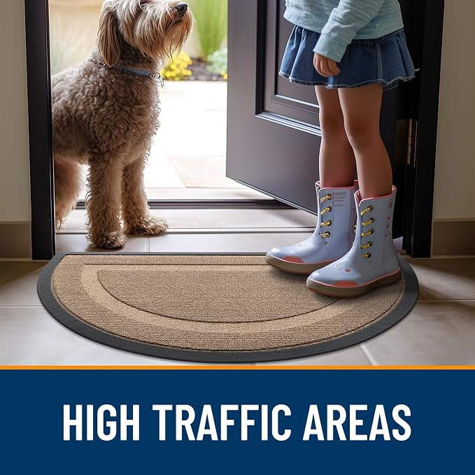 OLANLY Half Circle Front Door Mat Outside 47x23 All-Season Rubber Doormat | - Image 6