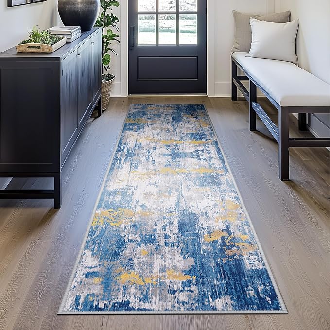 Washable Area Rugs 2'x10' Non-Slip Modern Abstract Soft - Image 4