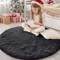 OLANLY Black Round Rugs for Bedroom by OLANLY