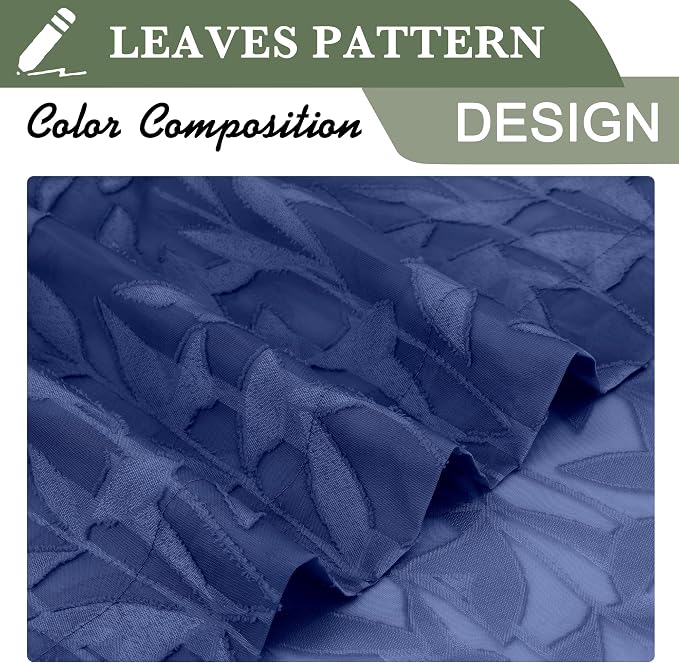 Lecloud Leia Dusty Blue Sheer Kitchen Curtains 36 Inch Length 2 Panels - Image 9