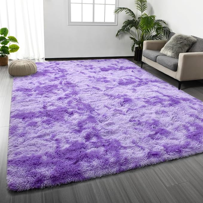 Deerhoo Large Shag Area Rugs 6 x 9, Tie-Dyed Plush Fuzzy Rugs by Deerhoo