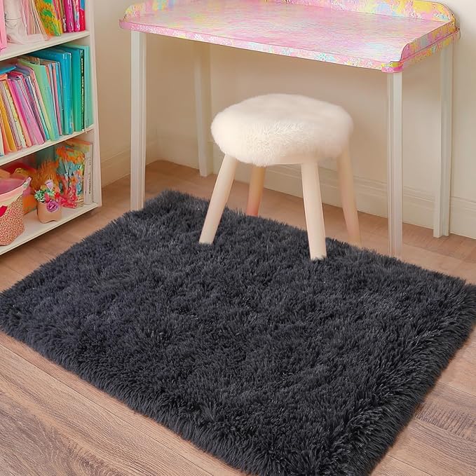 Small Rugs for Bedroom, Fluffy 2x3 Rug Throw Non Slip for Bedside Dorm Kids Room - Image 2