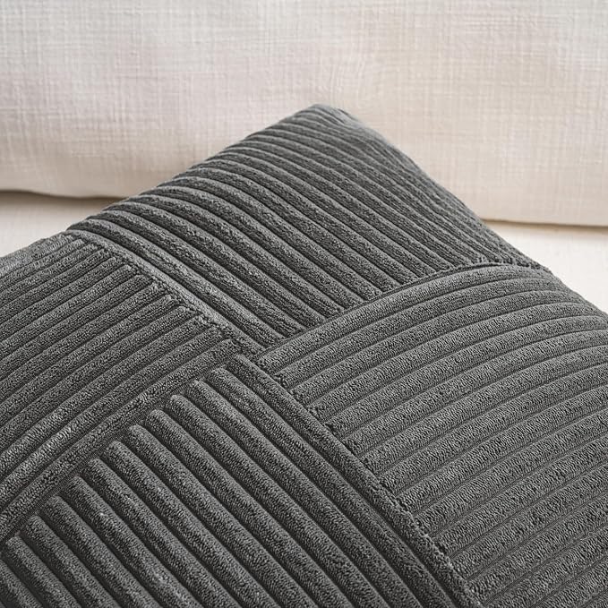 Fancy Homi 2 Packs Dark Gray Samll Decorative Throw Pillow Covers 14x14 Inch - Image 3
