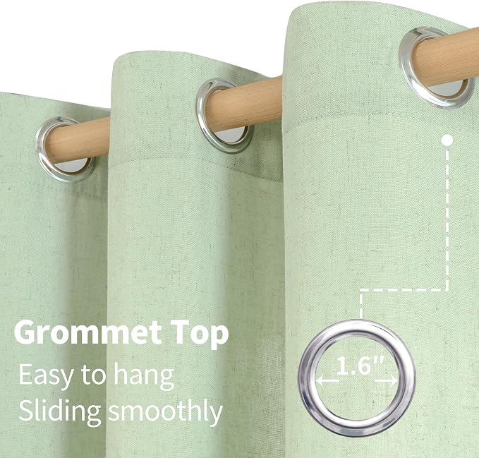 YoungsTex Sage Linen Curtains for Living Room Spring Decor, Light Green Light - Image 6