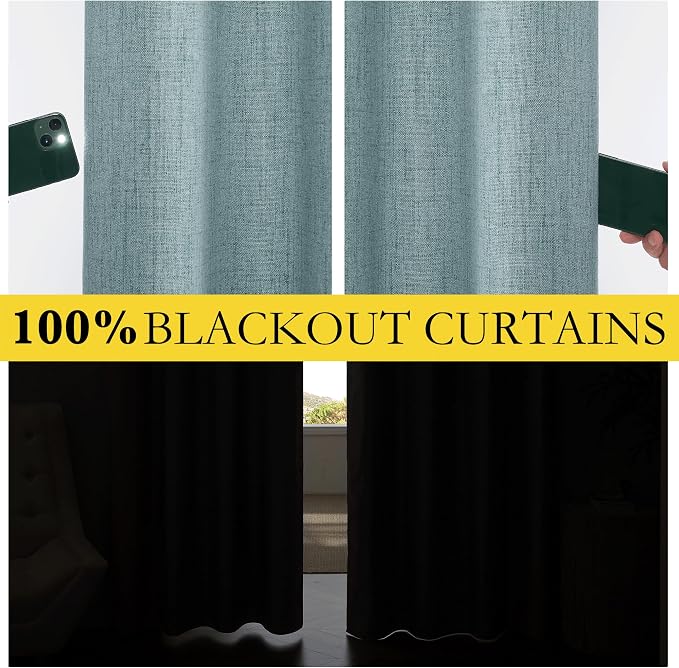 NICETOWN 100% Absolutely Blackout Linen Curtains - Image 3