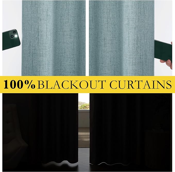NICETOWN 100% Absolutely Blackout Linen Curtains - Image 2