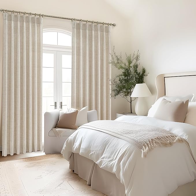 Living Room Semi Sheer Curtains 90 Inches Long 2 Panels Set, Natural Thick - Image 6