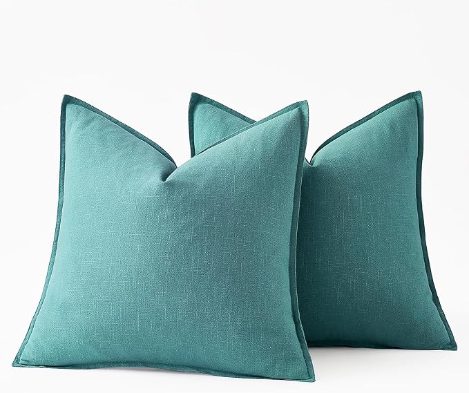 MIULEE Decorative Linen Pillow Covers 20x20 Inch Turquoise ​Boho Farmhouse​ - Image 6