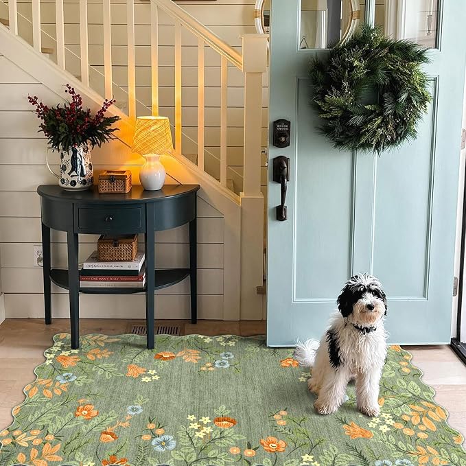 Sage Green Floral Entry Rug - Image 8