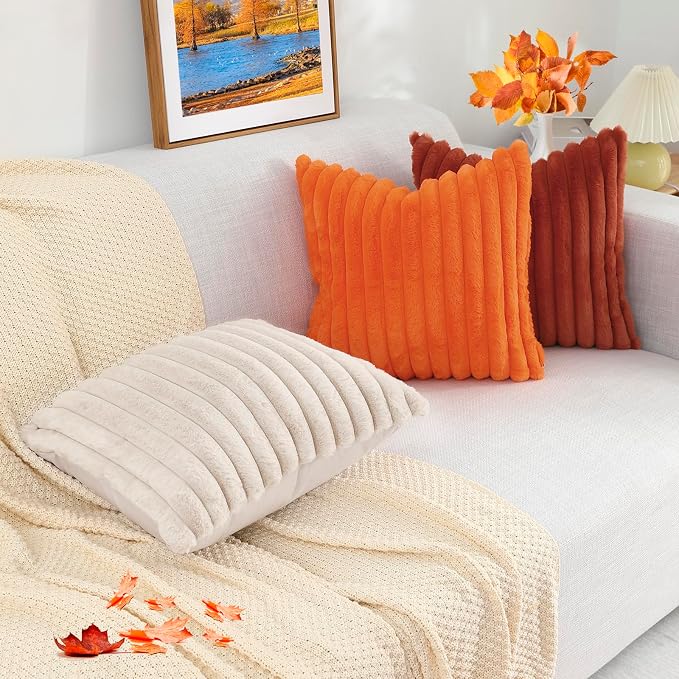 decorUhome Cozy Faux Fur Throw Pillow Covers 16x16 Set of 2 Decorative Soft - Image 7