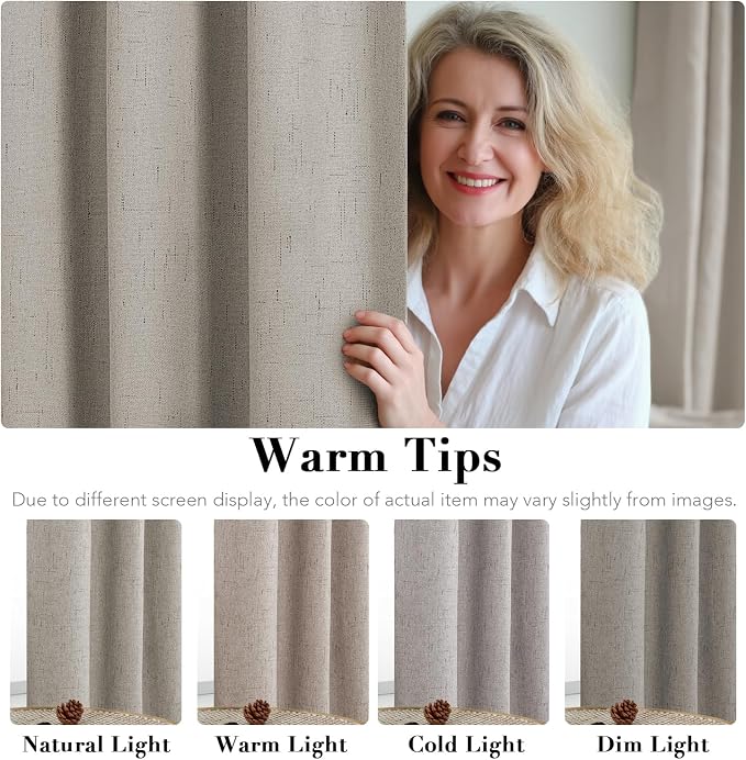 Primitive Linen Curtains 100% Blackout Curtain 63 Inches Long Burlap Fabric - Image 5