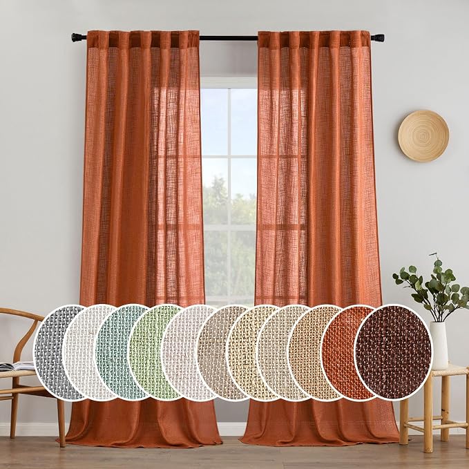 MIULEE Rust Curtains 96 Inch Length 2 Panels by MIULEE