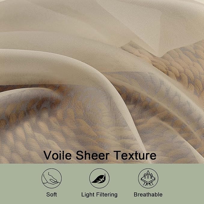 OWENIE Taupe Sheer Curtains 120 Inches Long 2 Panels Set, Airy Lightweight - Image 5