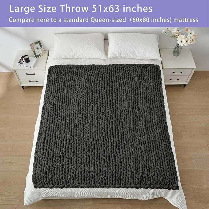 Bigacogo Chunky Knit Throw Blanket - Image 5