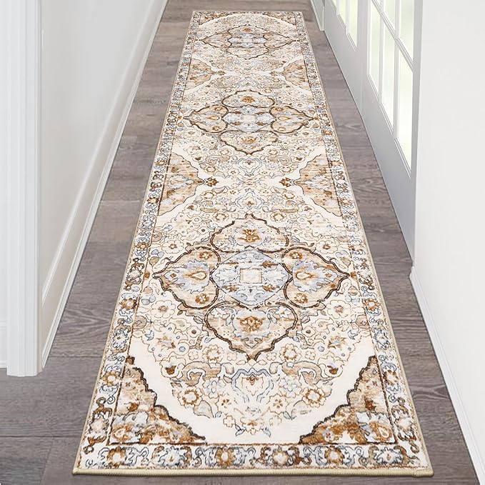 HEBE Hallway Runner Rug 2'x8' Washable Vintage Distressed Area Rugs Non Slip by HEBE