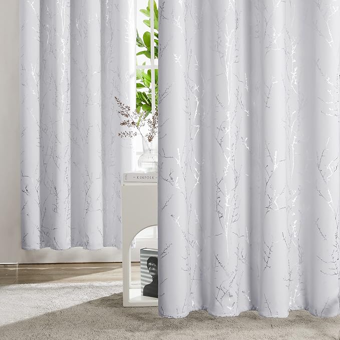 Deconovo Greyish White Curtains, Room Darkening Short Curtain, Thermal - Image 3