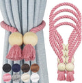 4 Pack Magnetic Curtain Tiebacks Cotton Hand Woven Tie Back Decorative Rope by CurtianTiebacks