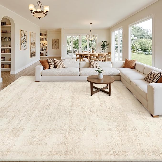 8x10 Area Rugs for Living Room: Vintage Boho Neutral Washable Rug Indoor Soft - Image 8