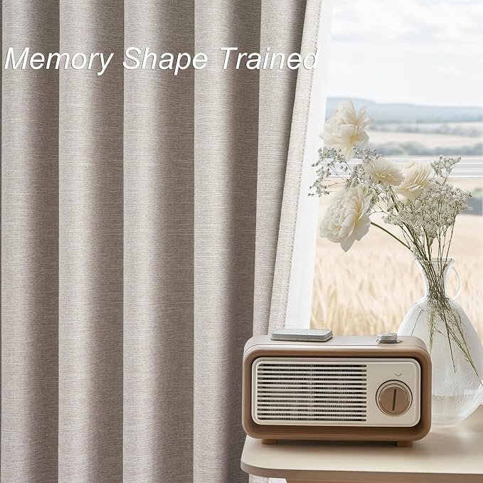 Topfinel 95 Inches Long Blackout Natural Linen Curtains - Image 2