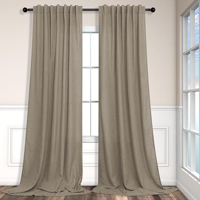 Pitalk 102 Inch Long Curtains Back Tab Linen Curtains by Pitalk
