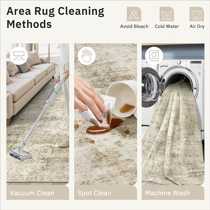 2x3 Washable Rugs for Kitchen, Powder Room Small Area Rug Non-Slip Vintage Low - Image 9