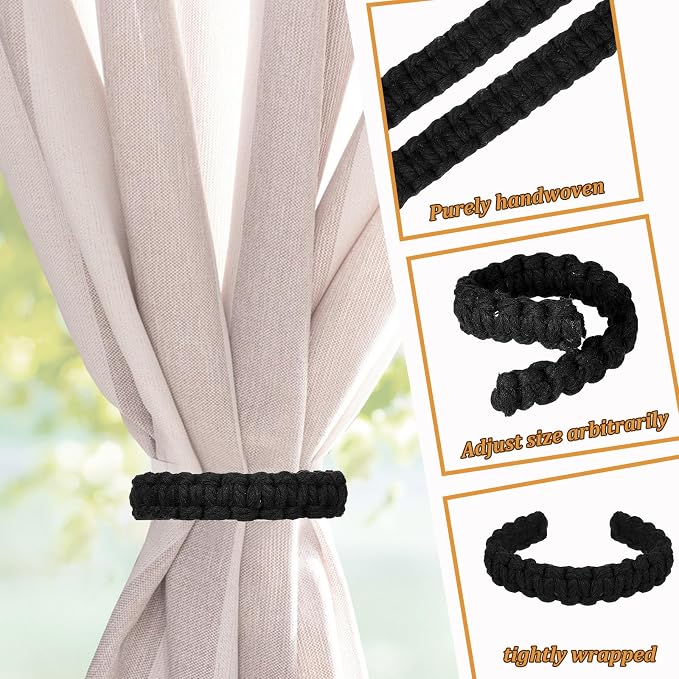 Ptwola 2 Pack Braided Curtain Tiebacks Boho Elegant Rustic Curtain Holdbacks - Image 4