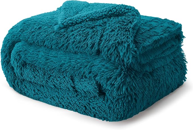 Bedsure GentleSoft Fluffy Turquoise Teal Blankets Queen Size - Image 8