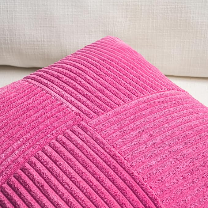Fancy Homi 2 Packs Hot Pink Decorative Throw Pillow Covers 18x18 Inch - Image 3