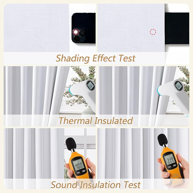 Guken White 100% Blackout Linen Curtains 52 Inch Wide by 130 Inch - Image 5