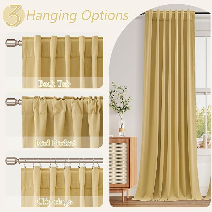 Guken 100% Blackout Curtains 72 Inch Length 2 Panels Set - Image 6