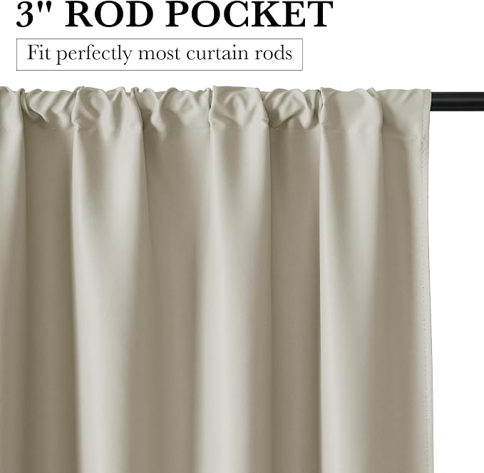 RYB HOME 100% Blackout Bathroom Curtains Over Sink 24 inches Long, Heat & UV - Image 3