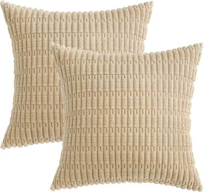 MIULEE Pack of 2 Corduroy Decorative Euro Sham Throw Pillow Covers 22x22 Inch - Image 6
