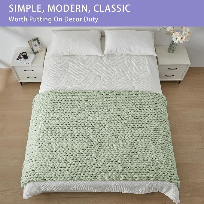 Bigacogo Chunky Knit Throw Blanket - Image 3