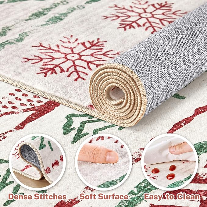 Nakagishi Christmas Rugs: 8x10 Washable Boho Large Neutral Soft Rug Stain - Image 6