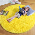 Amdrebio Yellow Round Circle Area Rug 5Ft by Amdrebio