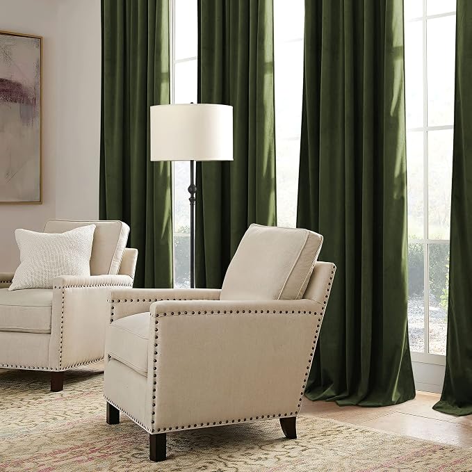 RYB HOME Green Velvet Curtains 102 inches - Image 6