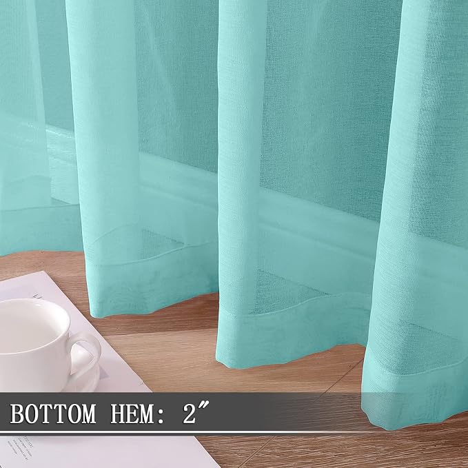 Tollpiz Sheer Curtain Linen Textured Bedroom Curtains Sheer Light Filtering Rod - Image 4