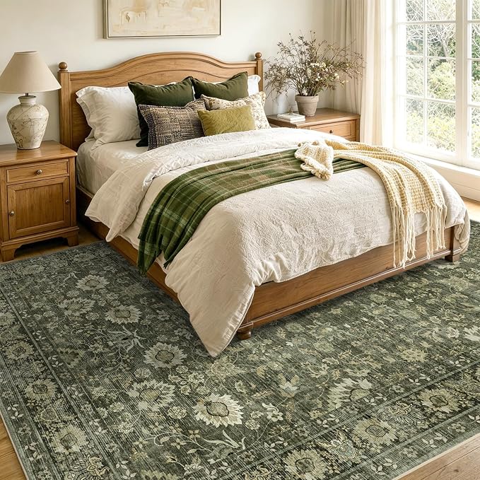5x7 Ft Area Rugs for Living Room, Soft Non-Slip Machine Washable Rug, Vintage - Image 4