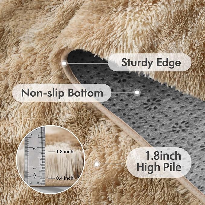 Area Rugs for Living Room, Tie-Dyed 5x7 Feet Soft Fluffy Shagg Plush Rug High - Image 5