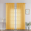 Chyhomenyc Gold Sheer Curtains 90 Inch Length 2 Panels Set, Light Filtering by Chyhomenyc